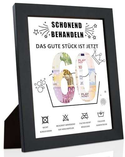 Szhhrxi 60. Geburtstag Geldgeschenk - Fotorahmen, Geschenke zum 60 Geburtstag Mann/Frau, Geldgeschenke Verpackung für Geburtstag Bilderrahmen 18 x 23 CM, Geldgeschenke Geburtstag für Freunde, Familie