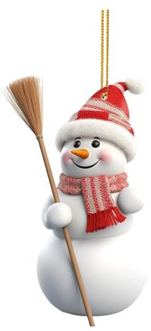 Bodhi2000 Adorno colgante de muñeco de nieve para jóvenes, decoración navideña de muñeco de nieve, adorno plano de acrílico para colgar en árbol de Navidad, puerta de coche, D, 1 unidad