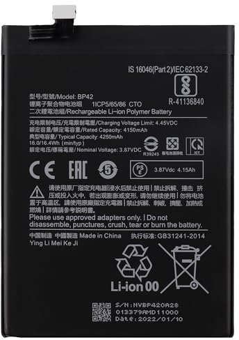 Duotipa BP42 Batterie de rechange, 4150 mAh, compatible avec Xiaomi Mi 11 Lite 4G/5G & 11 Lite 5G NE avec kit d'outils de réparation