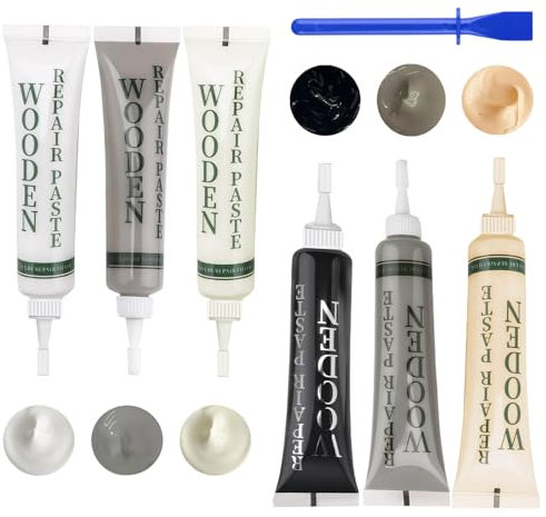 Liameph 6 Colors Laminate Floor Repair Kit,Wood Furniture Repair Kit,Laminate Floor Repair Kit Grey,Floor Furniture Scratch Repair Scratches,for Scratches Cracks Holes Stains,mit 1 Film Stick