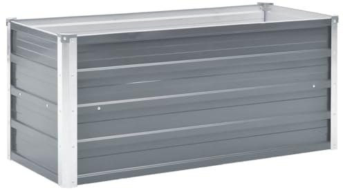 Hochbeet klein Metall 100x40x45 cm Kräuter, Blumen, Tomaten | Kleines Hochbeet für Balkon oder Garten (Grau)