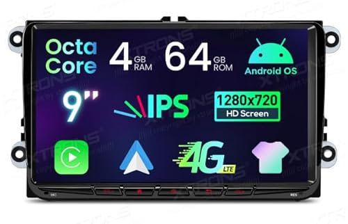 XTRONS ID90MTVL Radio GPS para Golf Passat Tiguan Seat Skoda Android 14 Carplay coche WiFi 4G