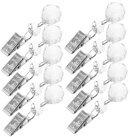 Mikikit 12stücke Teiliges Kristall Tischdeckengewicht Mit Robusten Metallclips Elegante Pendants Für Tischtücher Vorhänge Banner Und Hochzeiten Für Zuhause Und Hotels