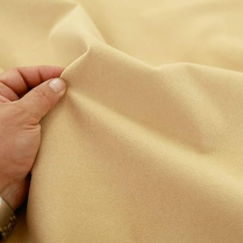TOLKO weiches Wildleder als Polsterstoff Meterware | Abriebfester Mikrofaser Bezugstoff Möbelstoff zum Polstern, Beziehen, Basteln und Dekorieren | 142cm breit (Sand Beige)