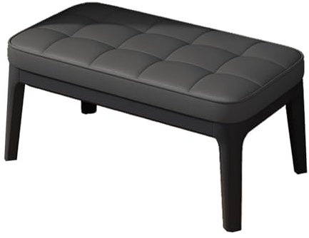 Moderne rechteckige Ottoman-Bank, gepolsterter Leder-Fußhocker mit Holzbeinen für Eingangsbereich, Esszimmer, Schlafzimmer und Wohnzimmer, stilvoller dunkelgrauer Schuhhocker (72 cm)