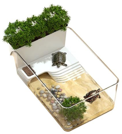 Tanque De Tortuga De Agua - 32.7x19.3x12.2cm Casa De Reptiles Decorativos | Decorativo Pequeño Alimentación De Hábitat En Busca De Ascensores para Educadores De La Naturaleza Tortugas Terrapi