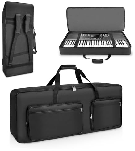 SUNDOY 61-Tasten Keyboard Gig Bag aus 600D Oxford, 10 mm Polsterung | 10 mm Rundumschutz · Gepolsterte Rucksackgurte · 2 Außentaschen