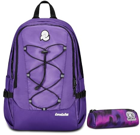 Invicta Zaino Ufficio Invict-Act Smart Plain, Viola, Doppio Scomparto Con Tasca PC, Tasca Borraccia, Tasca Con Organizer, Cinghia Vita, Nastri Torace e Regolazione Volume, Zaino La