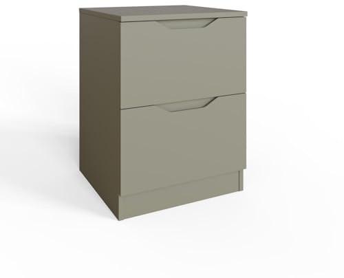 FWStyle Luno Ash Green 2 Drawer Bedside Table with Easy Glide Drawers | Easy Glide Drawers