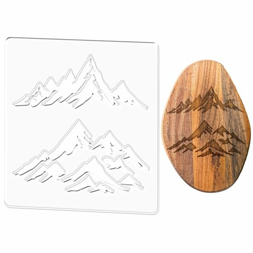 PRESSINART Clear Acrylic Template Woodworking Templates for Router Mountain Clear Acrylic Woodworking Router Inlay Stencils with Protective Film Tracing Guide Tools for Signs Charcuterie Boards