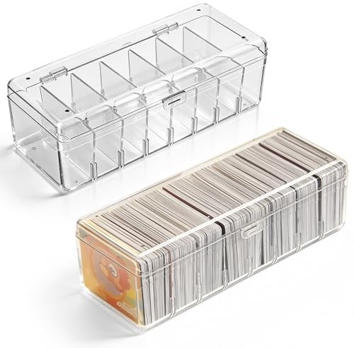 AXVRAV 2 Stück Karteikartenbox, Transparente Karteikasten mit Deckel & Abnehmbaren Trennbrettern, 24,8×10×7,5 cm Aufbewahrungsbox für bis zu 700 Karten ideal für Lernkarten Visitenkarten & Notizen