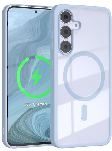 EAZY CASE Hülle für Galaxy S25 FE kompatibel mit Qi Charging Ultra Aufprallschutz Stoßfest und Kratzfest dünne Schutzhülle mit Kameraschutz Silikon Cover Clear Hybrid Case Hell Blau - Qi Charging