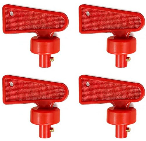 4PCS Battery Isolator Switch Spare Keys – Battery Disconnect Power Cut Off Keys for Car, Van, Boat, RV, Marine Use