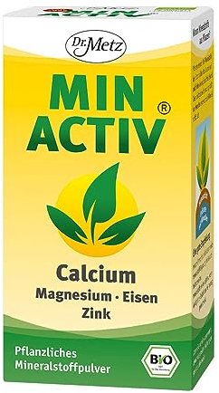 Minactiv - poudre minérale basique, bio, 250 g • calcium végétal pour les os • magnésium pour les muscles & les nerfs • fer pour la formation du sang • sélénium