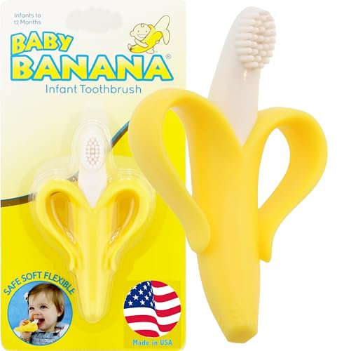 Baby Banana ● Kleinkind Zahnpflege ● 2-in-1: Zahnbürste und Beißring ● 100% medizinisches Silikon ● Ideale Trainingsbürste für Ihr Baby