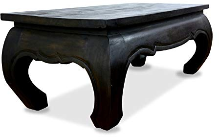 livasia Opiumtisch aus Massivholz – 100x50x40cm – Handgeschnitzter Sofatisch Holz aus Thailand, Einzigartig und Langlebig, Schlichte asiatische Eleganz (Schwarz)
