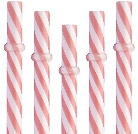 Dakoufish BPA Free 12 Piece 9 Inch Reusable Plastic Thick Drinking Straws for Mason Jar Rambler Small Stripe(9inch,Pink)