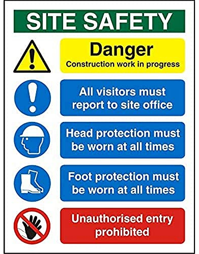 Seco Site Safety, Danger Construction Work In Progress Schild, 600 mm x 800 mm – 4 mm geriffelte Tafel
