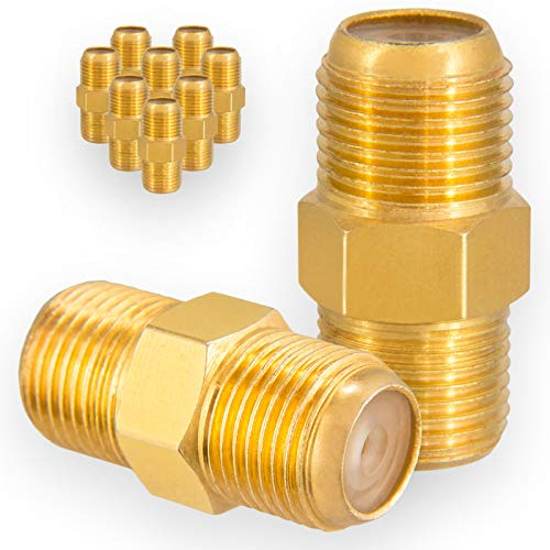 HB-DIGITAL 10x Profi SAT Koaxialkabel Adapter Verbinder F-Kupplung F-stecker Für Fernsehkabel Antennenkabel Satelliten Kabel 2X F-Buchse Breite - Vergoldet