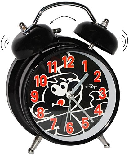 alles-meine.de GmbH Kinderwecker/Glockenwecker - die Schlümpfe - Schlumpf schwarz - großer Wecker - Metall - für Jungen & Mädchen - Analog - Quarzwecker - Alarm - Tischuhr ..