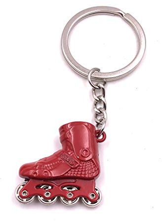 H-Customs Pattini in linea Pattini a rotelle con catena portachiavi in ​​argento rosso
