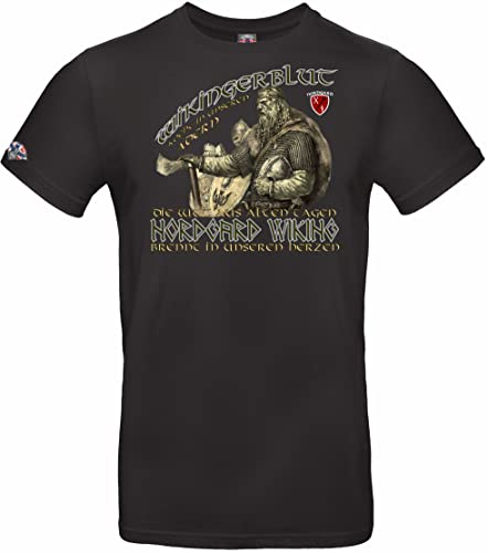 NORDGARD Viking T-Shirt Wikingerblut in schwarz I Größe 3XL I Tshirt aus 100% Baumwolle I Wikinger Shirt I Nordische Mythologie I Ideal für Freizeit & Sport I Oeko-TEX Zertifiziert