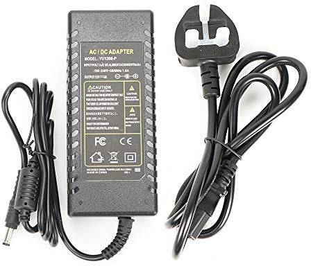 Power Supply 12V 8A, AC100-240V to DC12V 96W Power Adapter Charger Transformer,UK Plug with DC 5.5mm x 2.1mm Jack for Led Strip, CCTV Camera, LCD Monitors