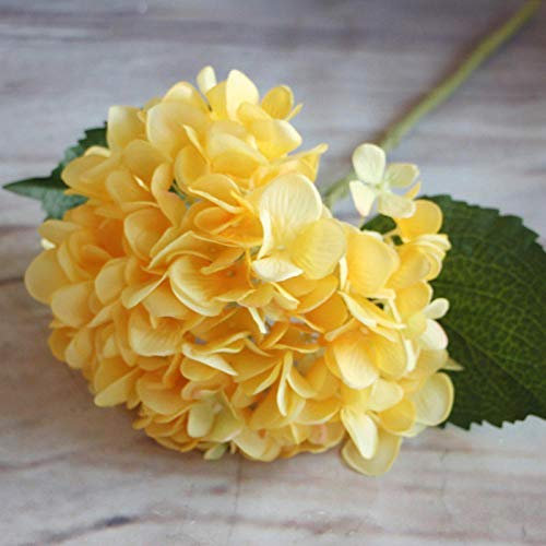 Künstliche Blumen 1 Stück Künstliche Seide Vase Blumenarrangement Hochzeitsstrauß Braut Vintage Hortensie Dekor Lebensechte Schöne Gefälschte Blumen-Gelb_35 * 18Cm