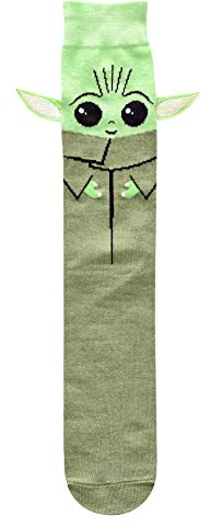 Star Wars Men's Baby Yoda Full Character Cosplay Crew Socks with Embroidered Ears