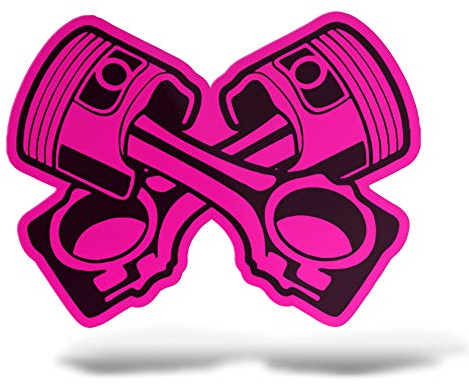 Erreinge® Adesivo Rosa Fluo 10 cm Pistoni Sticker stampato per Auto Moto Parete Paraurti Computer Portatile Bagagli Biciclette