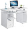 DREAMADE Bureau Informatique en MDF avec 2 Tiroirs et Compartiments pour Rangement, Table d'Ordinateur avec Tablette Imprimante et Tablette à Clavier Coulissante, 120X55X85CM (Blanc)