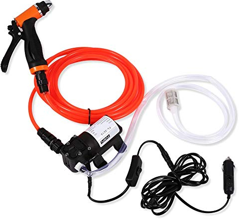 Greensen Tragbarer Hochdruck-Wasserpumpenreiniger, Autowaschset, Autosprühgerät, Hochdruckreiniger-Wasserpumpe 12V 80W Hochdruck 130 PSI