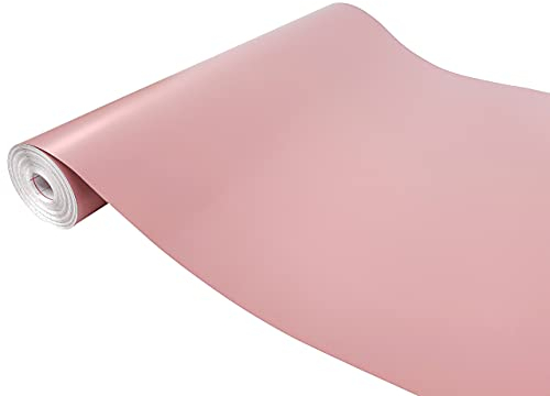 DecoMeister Klebefolie Dekorative Möbelfolie Selbstklebende Folie für Möbel Deko-Folie Einfarbige Selbstklebefolie Einheitliche Farbe Rolle 45x240 cm Puderrosa Rosa Matt