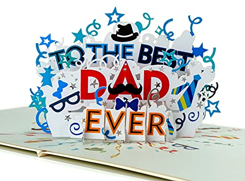 CUTPOPUP To The Best Dad Ever Vatertagskarte, Pop-Up-Karte für Vatertag, 3D Happy Father's Day Karte, Vatergeburtstagskarte, Überraschung am Vatertag oder Geburtstag