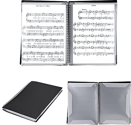 A4 Sheet Music Folder File Storage Organizer Plastic Choir Band Concert Folder Piano Music Score Folder Spiral Folder Documents Folder for Sheet Music, Drawings, Documents, Easy Editing, 60 Pages
