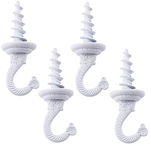 Rierdge 4 ganci da soffitto per lampadari e piante, colore bianco