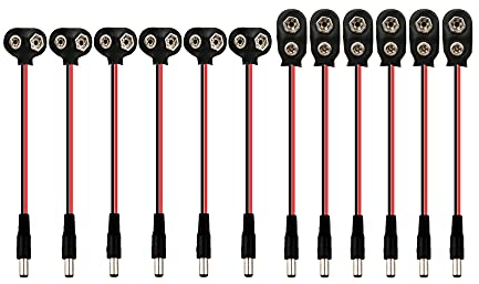 SENZEAL 12 Stück 9V I & T-Typ Batterie Steckverbinder mit 2,1 x 5,5mm DC Netzstecker Batteriehalter Clip
