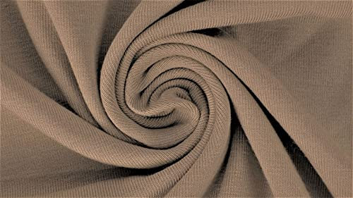Jersey Yara Uni 220g/m² 1 m Schritte, Stoffe Meterware, Öko-Tex Baumwolljersey (Dunkel Beige-654)