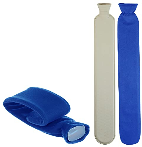 Cepewa Schlauchwärmflasche 2 Liter blau, Flexible Tube, Polyester/Gummi, 73 cm lang, für Nacken und Schulter