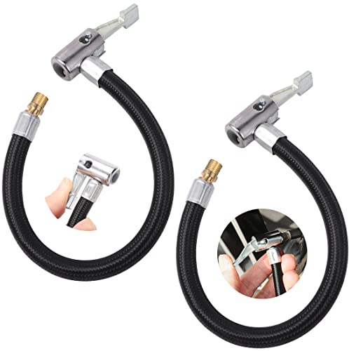 NOCHME Reifenfüller Schlauch 2er 24cm Ersatz Inflator Pumpe Schlauchadapter Luftaufblaswerkzeug Flexibler Gummi Autoventil Hebelstecker Ventilverlängerung Für Kompressor Motorrad Auto LKW