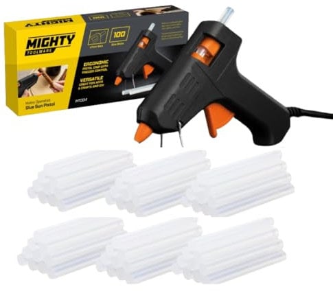 Aspect Hot Glue Gun Mini Fireproof Kit with 100 Glue Sticks 7mm, DIY for School Crafting Arts, Tool, Sealing, Home Repairs, Cards, Cardboard, Plastic and Glass Pistol Design