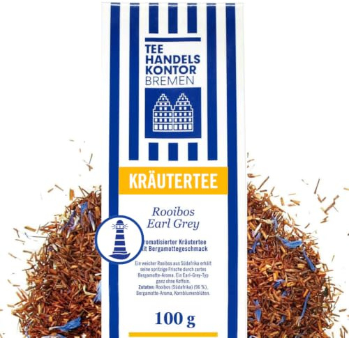 Hochwertiger Rooibos Tee lose Earl Grey 100 g Bergamotte koffeinfrei | Hochwertiger Rooibos Earl Grey Tee lose mit zartem Bergamotte-Aroma, spritziger Frische und ohne Koffein