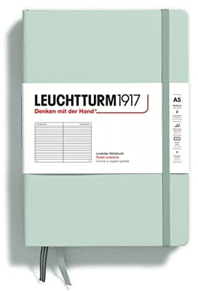 LEUCHTTURM1917 367260 Notizbuch Medium (A5), Hardcover, 251 nummerierte Seiten, Mint Green, liniert