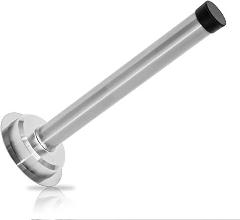 Suiwotin 1pc 6 Inch Door Stops, Self Adhesive Long Door Stopper, Stainless Steel Sound Dampening Door Stop, Wall Mount Screw Doorstop with Rubber Bumper (Silver)