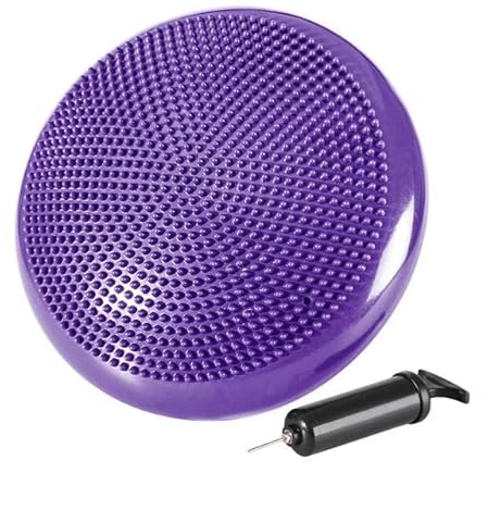 Balance Disc, Soft Yoga Balance Cushion, Wobble Cushion, Inflatable, Kids And Adults Stability Air Cushion Massage Pad Home Gym Workout Equipment with Inflator Pump Purple