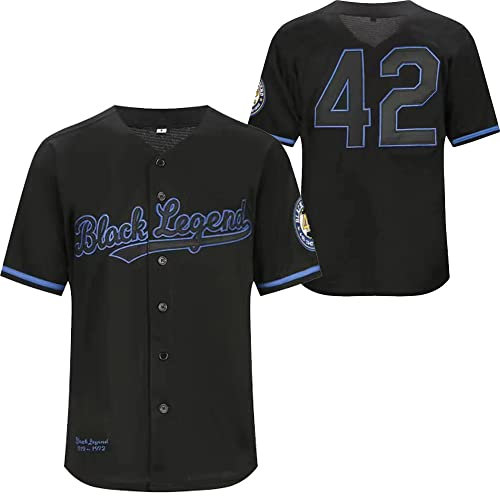 Volquez Herren Baseballtrikot Nummer 42 Vintage bestickt Retro Lightsout Trikots Shirts Schwarz, Schwarz, XX-Large