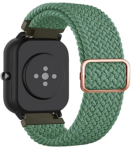 Tobfit für Amazfit GTS 2 Mini Armband/Amazfit GTS 4 Mini Armband für Herren Damen, 20mm Geflochtenes Elastic Sport Dehnbarer Ersatzband für Amazfit Bip U/Bip U Pro/Bip 3/Bip 3 Pro/Bip Lite(Grün)