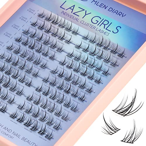Mlen Diary Wimpern Extensions, 120pcs 9-12 mm D Curl Einzelne Wimpern, DIY Wimpernverlängerung Cluster Wimpern, Cat Eye Wimpern, Natürlicher Look Künstliche Wimpern