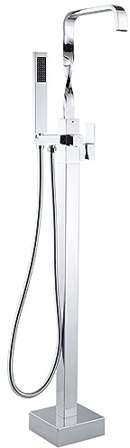 Freistehende Badewanne Armatur, Wasserfall Mit Hohem Auslauf Standarmatur Badewanne Freistehend, Messing Badewannen Amaturen,Chrom