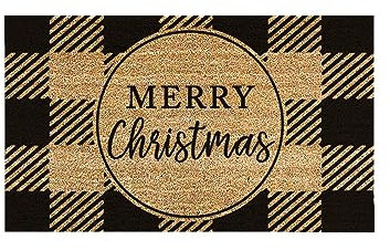 FeiliandaJJ Fußmatte Merry Christmas - 40x60cm - Weihnachten Kariertes Türmatte - Antirutsch Schmutzfangmatte - Weihnachten Willkommens Fussmatte für Innen und Außen, Flur, Terrasse